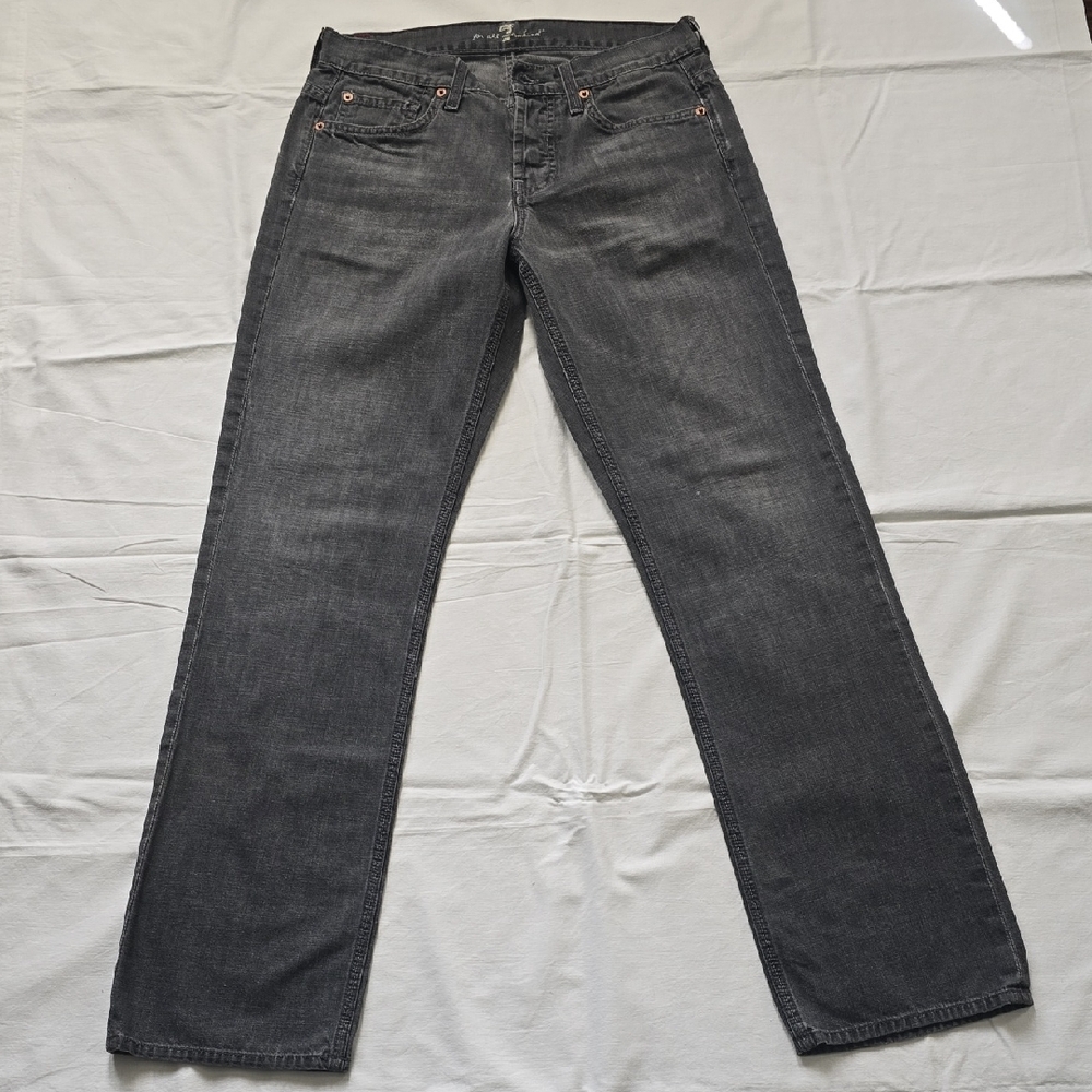 7 For All Mankind Men's Straight Jeans in Charcoal Gray
